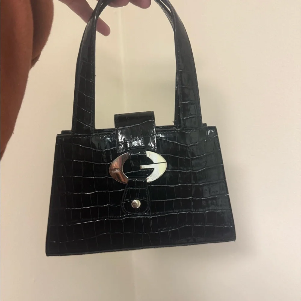 Black Croc-Embossed Handbag guess vintage y2k - Picture 1 of 5